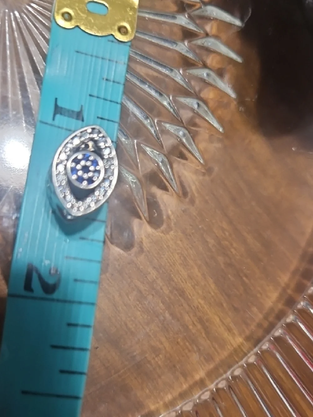 Sterling Silver Evil Eye Charm Pendant Sapphires&White CZ& Heart Filigries